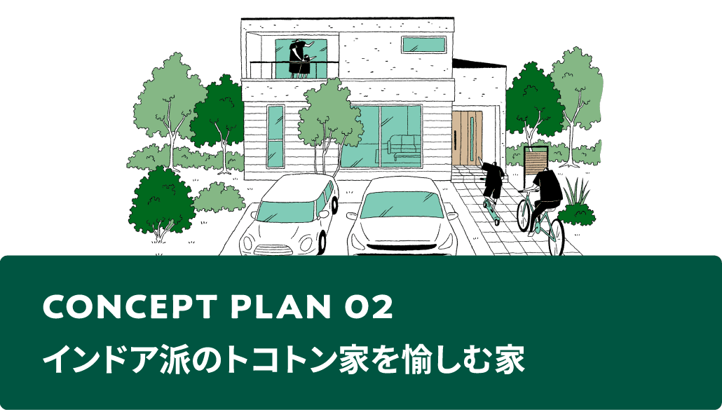 CONCEPT PLAN 02 インドア派のトコトン家を愉しむ家